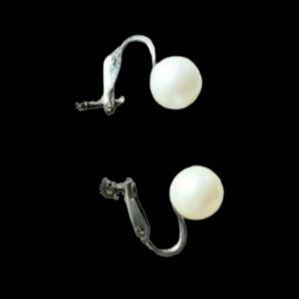 Faux Pearl Screw Back Earrings